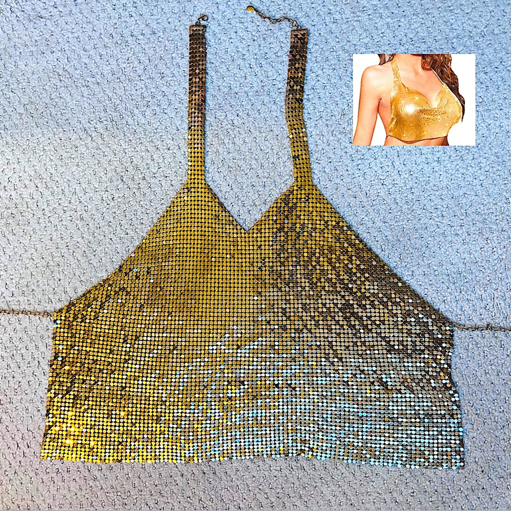 Vintage metal chain crop top